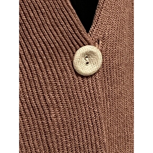 BRUNELLO CUCINELLI Sweater Linen Brown Cardigan Long Sleeve Brown Button XL - Picture 3 of 14